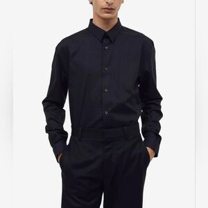 Express Men's Black Plain Button Down Shirt Size L